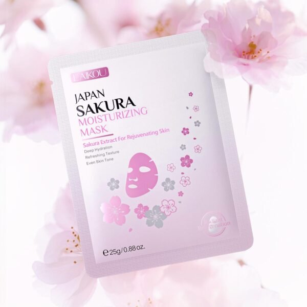 LAKŠTINĖ DRĖKINANTI VEIDO KAUKĖ SAKURA – odos švytėjimui ir gaivai