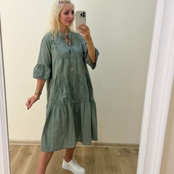 Chaki Spalvos Medvilninė Suknelė