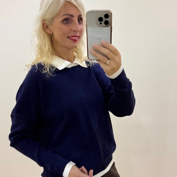 Kašmyrinis Polo Megztukas Mėlynas