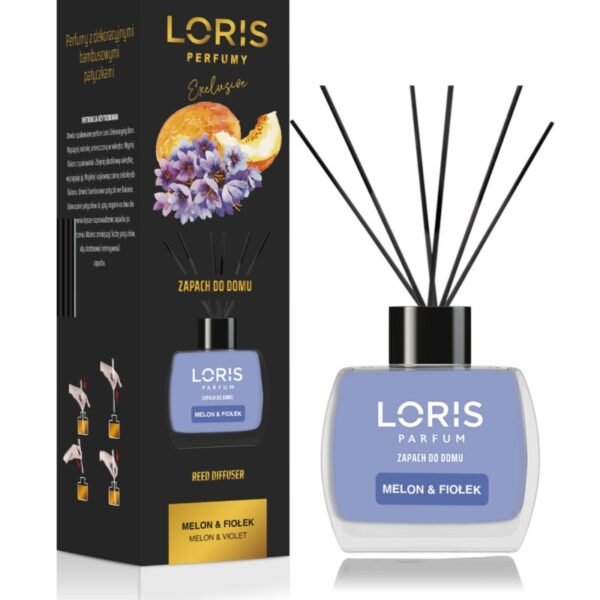 LORIS namų kvapas su lazdelėmis - MELIONAS IR ŽIBUOKLĖS120ml