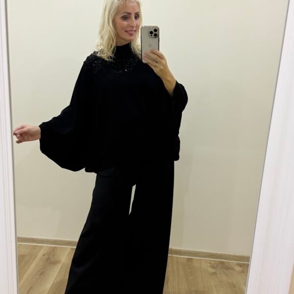 Didesnio Dydžio Prabangus Megztukas Juodas