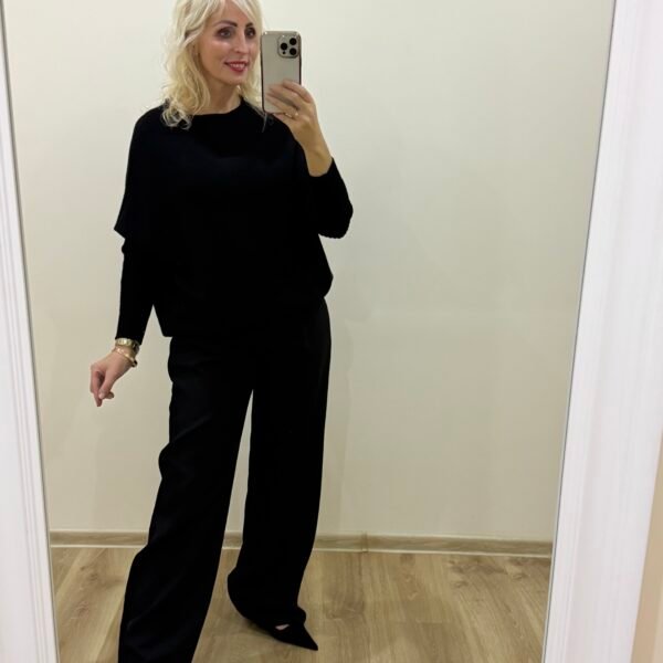 Premium Klasės Juodas Kimono Megztukas