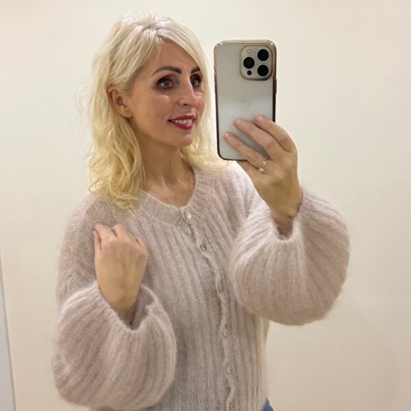 Kreminis Kid Moheros Megztukas Pūstomis Rankovėmis