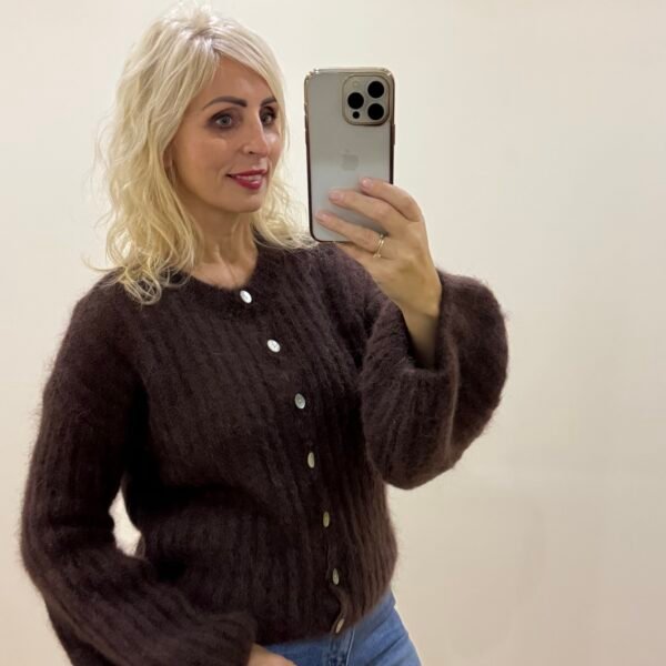 Šokoladinis Kid Moheros Megztukas Pūstomis Rankovėmis