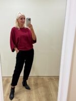 Tamsaus Vyno Kimono Megztukas — 2 nuotrauka